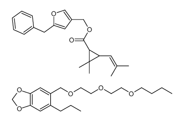 (5-benzylfuran-3-yl)methyl 2,2-dimethyl-3-(2-methylprop-1-enyl)cyclopropane-1-carboxylate,5-[2-(2-butoxyethoxy)ethoxymethyl]-6-propyl-1,3-benzodioxole Structure