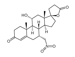 11β,17β-dihydroxy-7α-nitromethyl-pregna-4-en-3-one-21-carboxylic acid, γ-lactone Structure