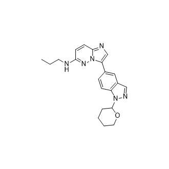 N-丙基-3-(1-(四氢-2H-吡喃-2-基)-1H-吲唑-5-基)咪唑并[1,2-b]哒嗪-6-胺结构式