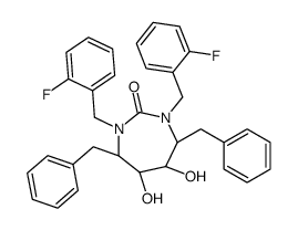 (4R,5S,6S,7R)-4,7-dibenzyl-1,3-bis[(2-fluorophenyl)methyl]-5,6-dihydro xy-1,3-diazepan-2-one Structure