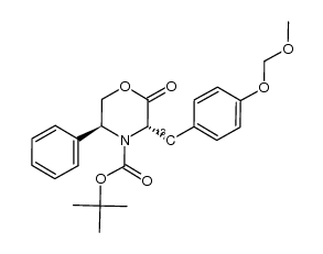 (3R,5S)-2,3,5,6-tetrahydro-3-[4-(methoxymethyloxy)phenyl[13C]methyl]-5-phenyl-N-(tert-butyloxycarbonyl)-4H-1,4-oxazin-2-one结构式