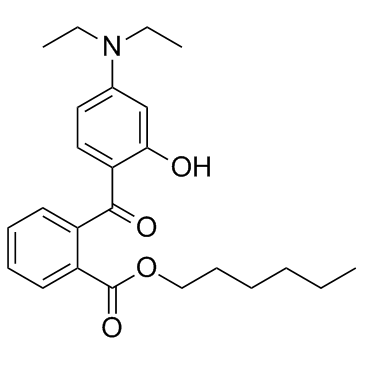 Diethylamino hydroxybenzoyl hexyl benzoate structure