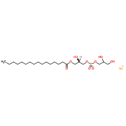 1-棕榈酰基-2-羟基-sn-甘油-3-磷酸-(1'-rac-甘油)(钠盐)结构式