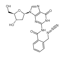 2-(azidomethyl)-N-(9-((2R,4S,5R)-4-hydroxy-5-(hydroxymethyl)tetrahydrofuran-2-yl)-6-oxo-6,9-dihydro-1H-purin-2-yl)benzamide结构式