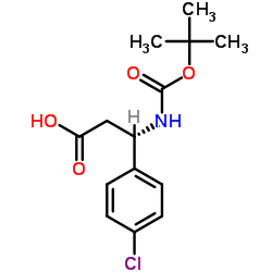 (S)-3-((叔丁氧羰基)氨基)-3-(4-氯苯基)丙酸结构式