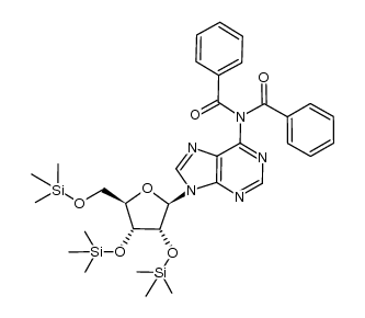 O2,,O3',O5'-tris-trimethylsilyl-N6,N6-dibenzoyladenosine结构式