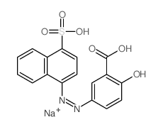 Benzoic acid,2-hydroxy-5-[2-(4-sulfo-1-naphthalenyl)diazenyl]-, sodium salt (1:2) structure
