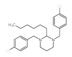 Pyrimidine,1,3-bis[(4-chlorophenyl)methyl]-2-hexylhexahydro- Structure