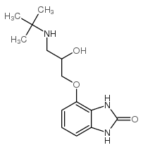 4-(3-叔丁基胺-2-羟基丙氧基)苯并咪唑-2-酮结构式