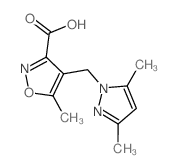 4-[(3,5-二甲基-1H-吡唑-1-基)甲基]-5-甲基异噁唑-3-羧酸结构式