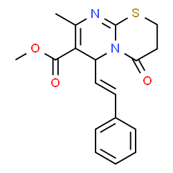 methyl (E)-8-methyl-4-oxo-6-styryl-3,4-dihydro-2H,6H-pyrimido[2,1-b][1,3]thiazine-7-carboxylate Structure