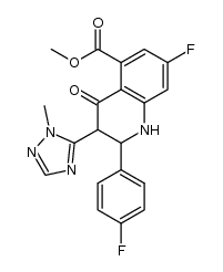 5-Quinolinecarboxylic acid, 7-fluoro-2-(4-fluorophenyl)-1,2,3,4-tetrahydro-3-(1-Methyl-1H-1,2,4-triazol-5-yl)-4-oxo-, Methyl ester Structure