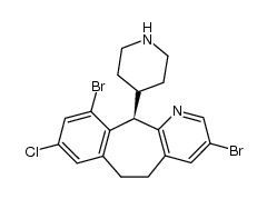 5H-Benzo[5,6]cyclohepta[1,2-b]pyridine, 3,10-dibromo-8-chloro-6,11-dihydro-11-(4-piperidinyl)-, (11R)- Structure