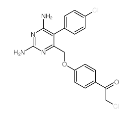 2-chloro-1-[4-[[2,6-diamino-5-(4-chlorophenyl)pyrimidin-4-yl]methoxy]phenyl]ethanone structure