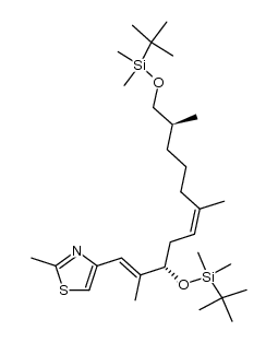 4-[((1E,3S,5Z,8R/S,10S)-3,11-Bis-{[叔丁基(二甲基)甲硅烷基]氧基}-2,6,10-三甲基-undeca-1,5-二烯基]-2-甲基-1,3-噻唑结构式