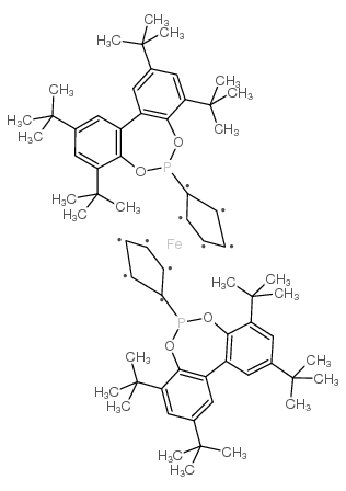 1,1'-bis[2,4,8,10-tetrakis(1,1-dimethylethyl)dibenzo[d,f][1,3,2]dioxaphosphepin-6-yl]ferrocene Structure
