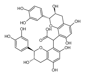 Bis-[(2R,3S)-2-(3,4-dihydroxy-phenyl)-3,5,7-trihydroxy-chroman-8-yl]-acetic acid Structure