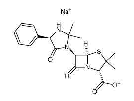 6β-((R)-2,2-dimethyl-5-oxo-4-phenyl-imidazolidin-1-yl)-penicillanic acid, sodium salt Structure