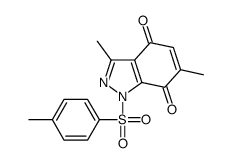 3,6-dimethyl-1-(4-methylphenyl)sulfonylindazole-4,7-dione结构式