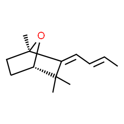 [1R,4S,(+)]-2-[(1E,2E)-2-Butene-1-ylidene]-1,3,3-trimethyl-7-oxabicyclo[2.2.1]heptane结构式