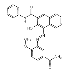 4-((5-(氨基甲酰基)-2-甲氧基苯基)偶氮)-3-羟基-N-苯基萘-2-甲酰胺结构式