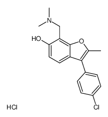 2-Methyl-3-(p-chlorophenyl)-6-hydroxy-7-dimethylaminomethylbenzofuran hydrochloride结构式