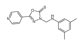 1,3,4-Oxadiazole-2(3H)-thione, 3-(((3,5-dimethylphenyl)amino)methyl)-5-(4-pyridinyl)-结构式