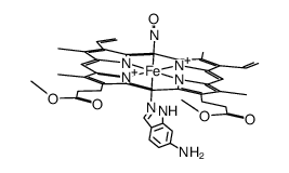 nitrosyl(protoporphyrin IX dimethyl esterato)iron(II) 6-aminoindazole complex Structure