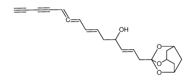 3-<4-Hydroxy-tetradecadien-(2,6,8,9)-diin-(11,13)-yl>-2,4,10-trioxa-adamantan结构式