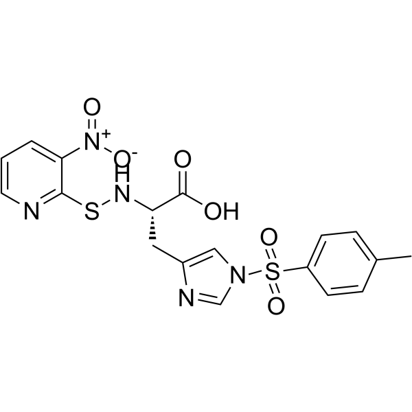 N-ALPHA-(3-NITRO-2-PYRIDINESULFENYL)-N-IM-TOSYL-L-HISTIDINE结构式