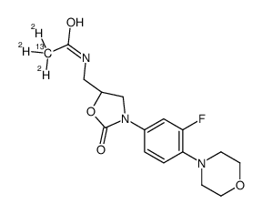 2,2,2-trideuterio-N-[[(5S)-3-(3-fluoro-4-morpholin-4-ylphenyl)-2-oxo-1,3-oxazolidin-5-yl]methyl]acetamide-13C-2d3结构式