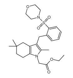 ethyl 2-(2,5,5-trimethyl-3-(2-(morpholinosulfonyl)benzyl)-4,5,6,7-tetrahydro-1H-indol-1-yl)acetate结构式