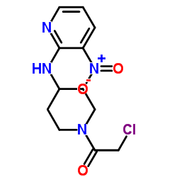 2-Chloro-1-{4-[(3-nitro-2-pyridinyl)amino]-1-piperidinyl}ethanone结构式