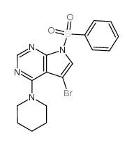 7-Benzenesulfonyl-5-bromo-4-piperidin-1-yl-7H-pyrrolo[2,3-d]pyrimidine Structure
