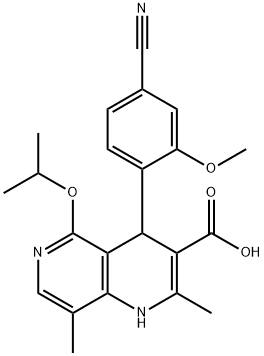1,6-Naphthyridine-3-carboxylic acid, 4-(4-cyano-2-methoxyphenyl)-1,4-dihydro-2,8-dimethyl-5-(1-methylethoxy)- structure