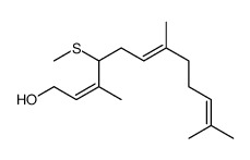 3,7,11-trimethyl-4-methylsulfanyldodeca-2,6,10-trien-1-ol结构式
