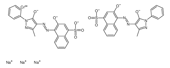 二[4-[(4,5-二氢-3-甲基-5-氧代-1-苯基-1H-吡唑-4-基)偶氮]3-羟基-1-萘磺酸根合(3-)]酸(3-)三钠结构式