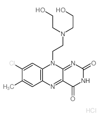 Benzo[g]pteridine-2,4(3H,10H)-dione, 10-[2-[bis(2-hydroxyethyl)amino]ethyl]-8-chloro-7-methyl-, monohydrochloride结构式