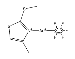[Au(C6F5)(4-methyl-2-methylsulfanylthiazole)]结构式