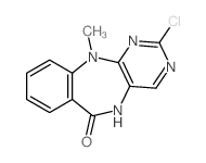 6H-Pyrimido(4,5-b)(1,4)benzodiazepin-6-one, 2-chloro-5,11-dihydro-11-methyl- Structure