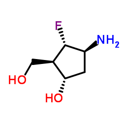 Cyclopentanemethanol, 3-amino-2-fluoro-5-hydroxy-, [1R-(1alpha,2beta,3alpha,5beta)]- (9CI) Structure