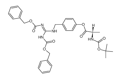 4-((2,3-bis((benzyloxy)carbonyl)guanidino)methyl)phenyl (tert-butoxycarbonyl)-L-alaninate结构式