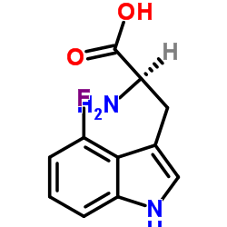 (R)-2-氨基-3-(4-氟-1H-吲哚-3-基)丙酸结构式