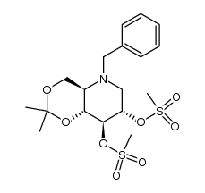 N-benzyl-1,5-dideoxy-1,5-imino-4,6-O-isopropylidene-2,3-di-O-(methylsulfonyl)-D-glucitol结构式