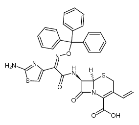 7β-[(Z)-2-(2-amino-4-thiazolyl)-2-(trityloxyamino)acetamido]-3-vinylcephem-4-carboxylic acid结构式