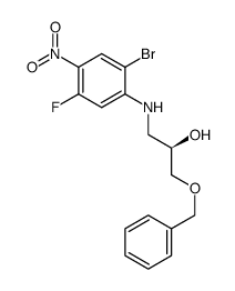 (R)-1-(benzyloxy)-3-((2-bromo-5-fluoro-4-nitrophenyl)amino)propan-2-ol structure