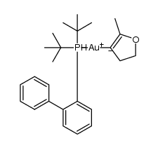 ([1,1'-biphenyl]-2-yldi-tert-butyl-l5-phosphanyl)(2-methyl-4,5-dihydrofuran-3-yl)gold Structure