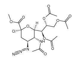 methyl (5-acetamido-7,8,9-tri-O-acetyl-4-azido-2-chloro-3,4,5-trideoxy-β-D-glycerol-D-galacto-2-nonulopyranosid)onate结构式