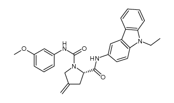 (2S)-N2-(9-ethyl-9H-carbazol-3-yl)-N1-(3-methoxyphenyl)-4-methylene-1,2-pyrrolidinedicarboxamide结构式
