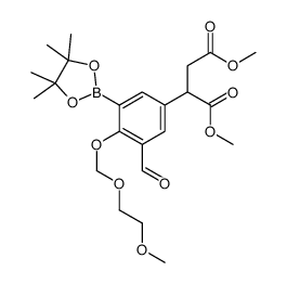 2-(3-甲酰基-4-((2-甲氧基乙氧基)甲氧基)-5-(4,4,5,5-四甲基-1,3,2-二噁硼烷-2-基)苯基)琥珀酸二甲酯结构式